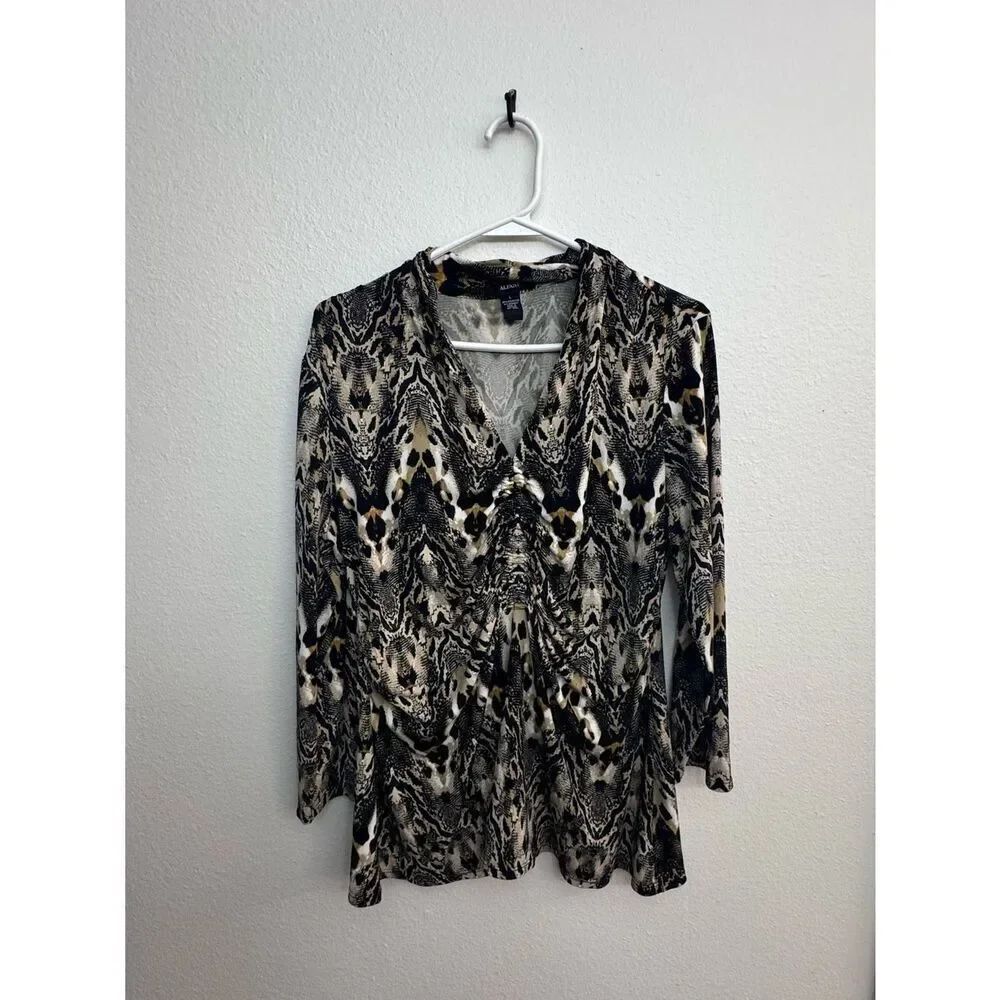 Alfani Rouched Animal Print Top - Large - Picture 1 of 6
